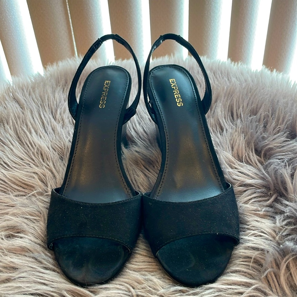 Black wedge sandals